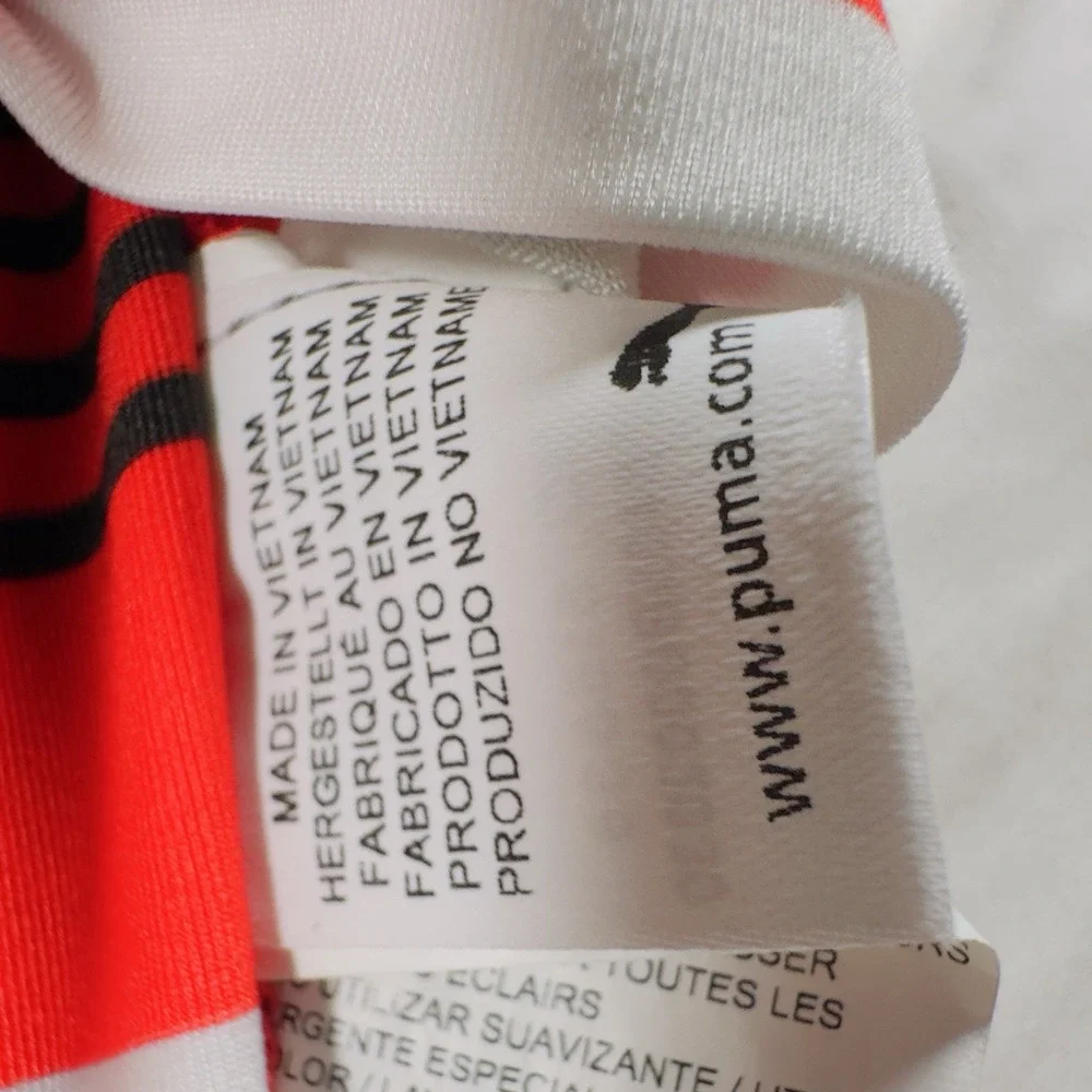 PUMA Polo Shirt Men M Golf Red Striped Short Sleeve Performance Athletic